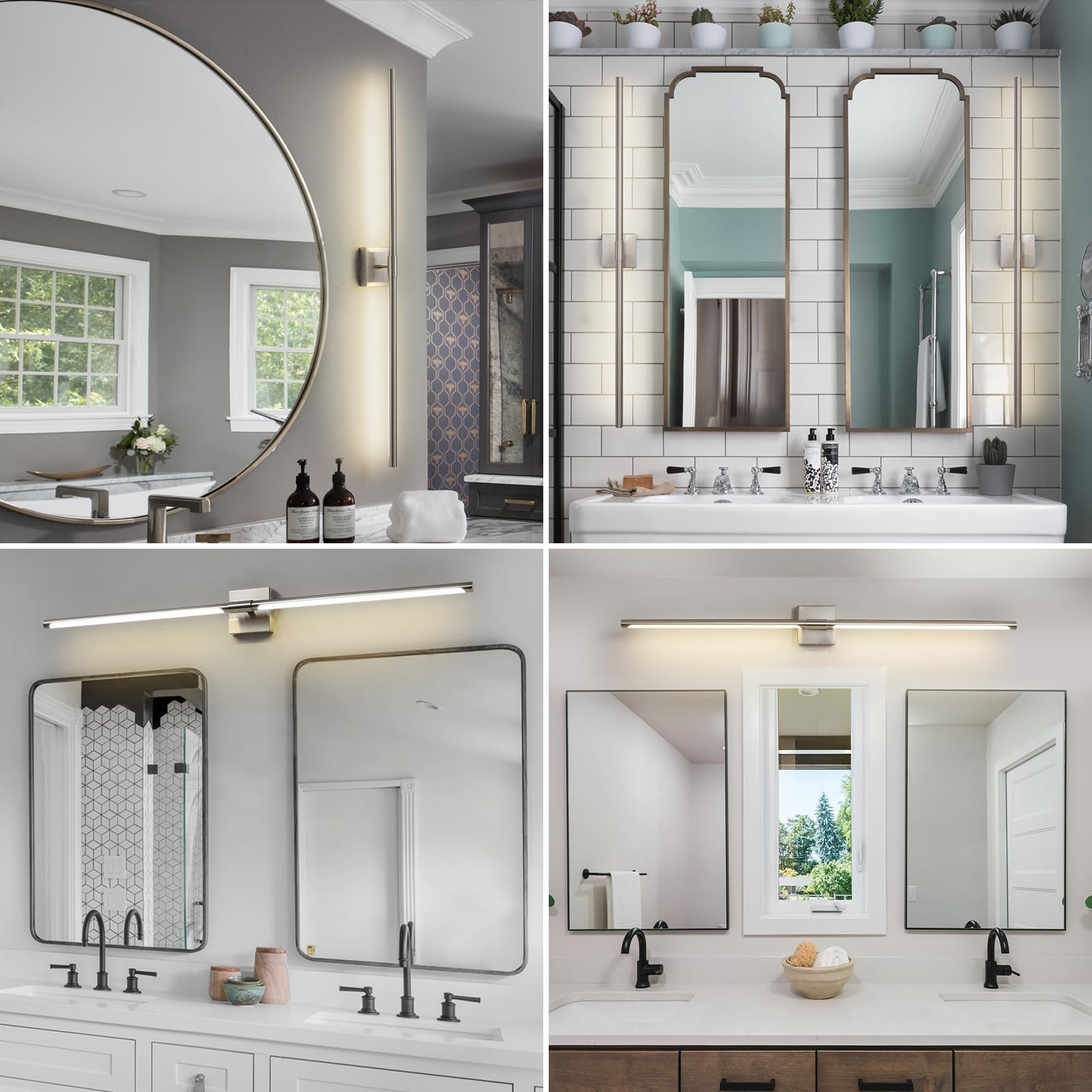 Faziyo Sand Nickel 48 inch Vanity Light for Bathroom Over Mirror